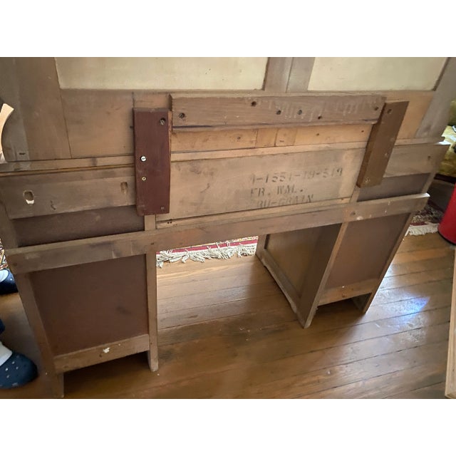 Brown Early 20th Century Vintage Art Nouveau Vanity Desk & Mirror Waterfall Front For Sale - Image 8 of 13