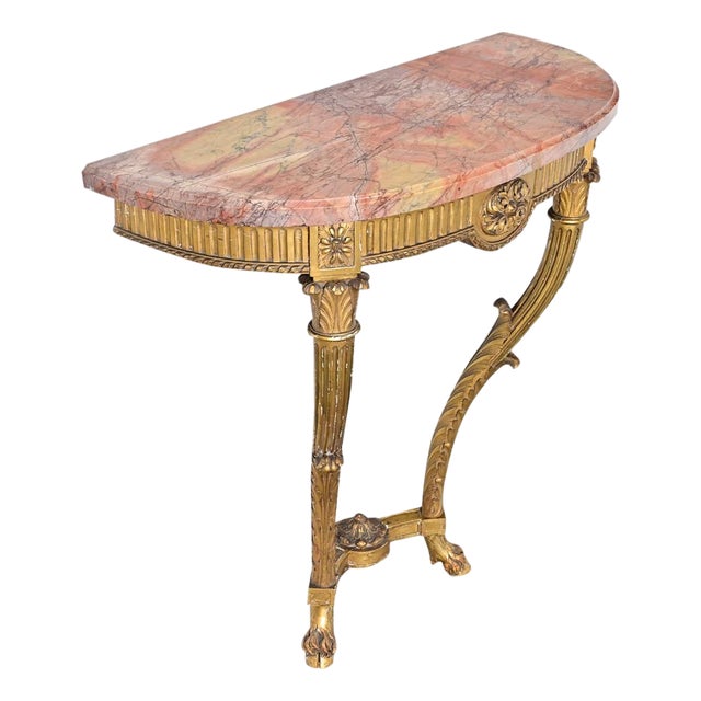 French 19th Century Giltwood Marble-top Wall Console For Sale