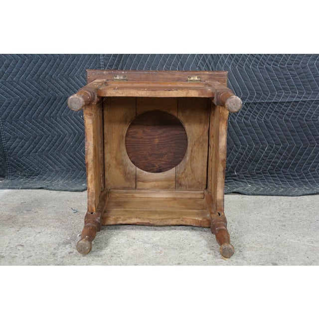 Antique Early American Primitive Oak Chamber Pot Commode Toilet Step Stool For Sale - Image 17 of 18