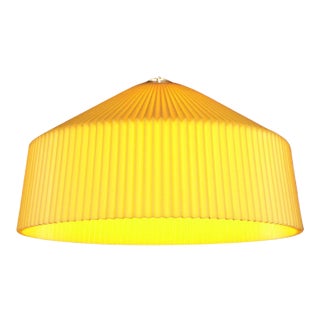 Vintage 1950's Mid-Century Modern Atomic Yellow Plastic Pleated Swag Lamp Light Fixture For Sale