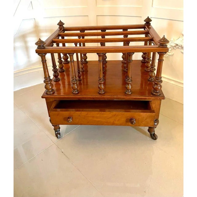 Antique Victorian Figured Walnut Magazine Stand For Sale - Image 6 of 11