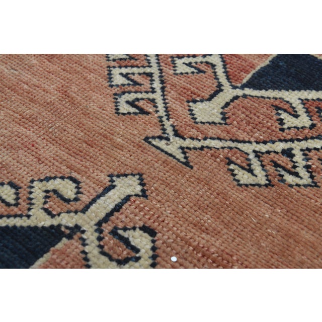 1970s Vintage Turkish Handmade Wool Cotton Orange Runner Rug For Sale - Image 4 of 11