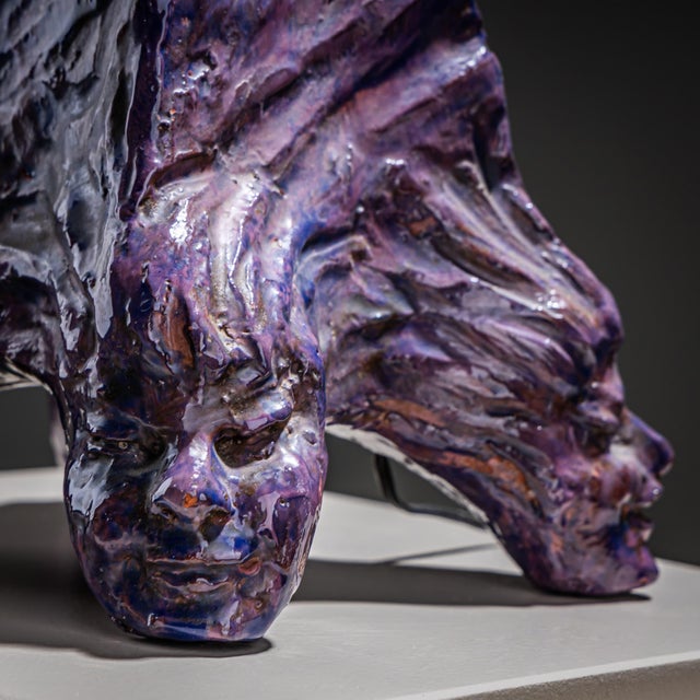 Violet Ceramic Table Lamp, France, Mid-20th Century For Sale - Image 9 of 10