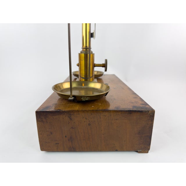Antique Laboratory Precision Balance Scale, Brass & Wooden Base, Germany, Circa 1900 For Sale - Image 14 of 18