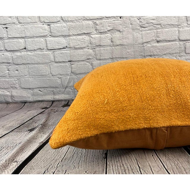 20 x 20 Hemp Pillow Turkish Cushion Natural Orange Pillow Cushion Cover For Sale - Image 4 of 4
