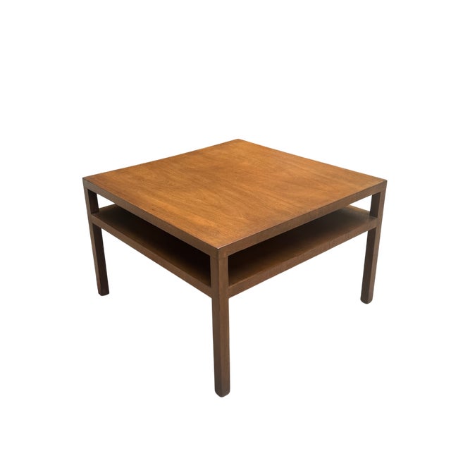 Mid-Century John Widdicomb Walnut Square Cocktail Table With Open Shelf For Sale - Image 13 of 18