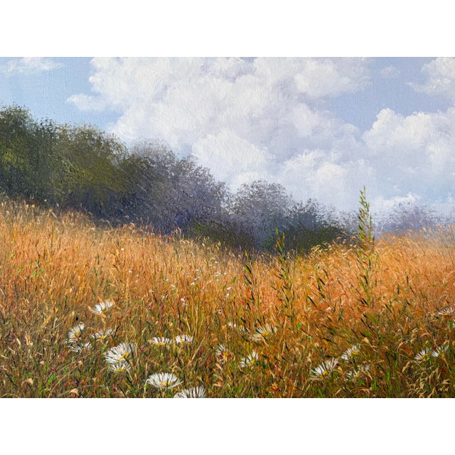 2000 - 2009 2003 Patrice Marchal “Marguerites” French Wildflower Landscape Oil on Canvas Painting, Framed For Sale - Image 5 of 12