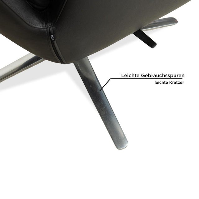 Set of Cordia Leather Armchairs in Black with Ottoman from Cor For Sale - Image 9 of 18