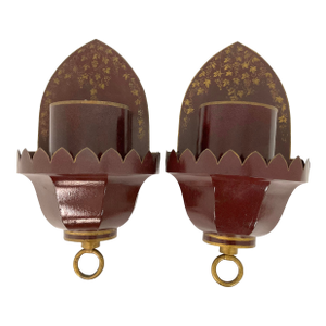 Vintage French Tole Wall Sconce Pair