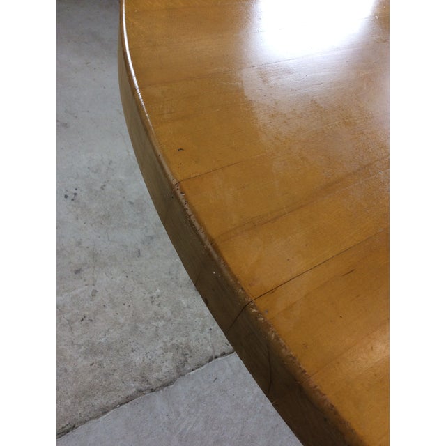 1960s Mid Century Modern Round Dining Table With Butcher Block Top and Chrome Base For Sale - Image 5 of 15