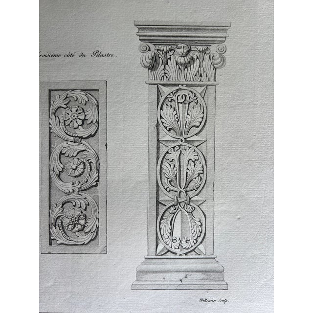 Etching Reproduction of French Cloister Pilaster by Nicolas Xavier Willemin (1839) For Sale - Image 4 of 6