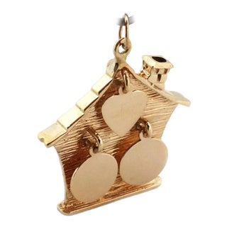 Dangling House Charm in 14k Yellow Gold For Sale