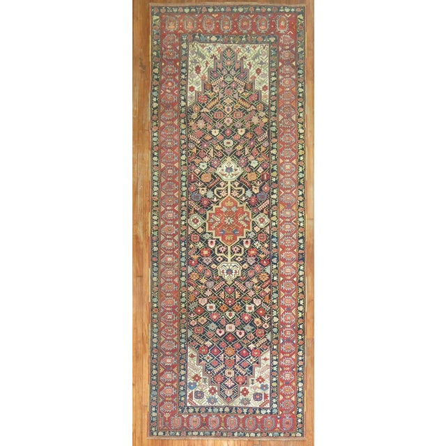 19th Century Zabihi Collection Geometric Karabagh Runner - 4'6" x 12'7" For Sale - Image 10 of 10