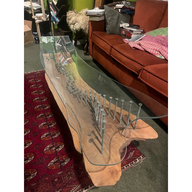 This is a custom made coffee table that is a highly unique love letter to New York City. The slab of Black Locust wood...