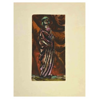 Ernest Fouard, A Draped Woman, Mixed Media, 1920s For Sale