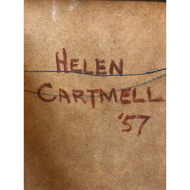 American Helen Cartmell, Modernist Floral Arrangement in a Mod Vase 1957 Oil Painting 1957 For Sale - Image 3 of 5