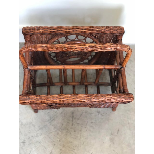 Mid 20th Century Vintage Woven Wicker Magazine Rack For Sale In Houston - Image 6 of 12