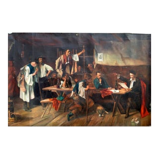 Antique Cossacks Oil Painting: Ukrainian Socialist Realism Art 75-115 For Sale
