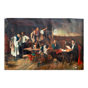 Antique Cossacks Oil Painting: Ukrainian Socialist Realism Art 75-115