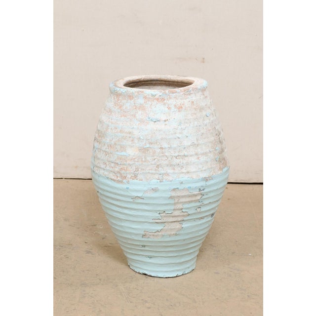 19th Century Spanish Rustic Blue Glazed Clay Jar For Sale - Image 9 of 10