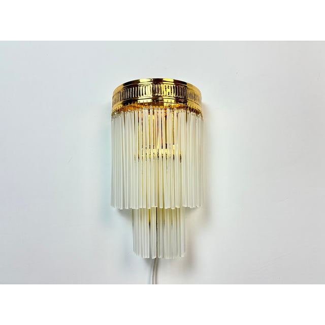 1980s Custom Brass & Vintage Milk Glass Two-Tier Sconces - a Pair For Sale - Image 17 of 18