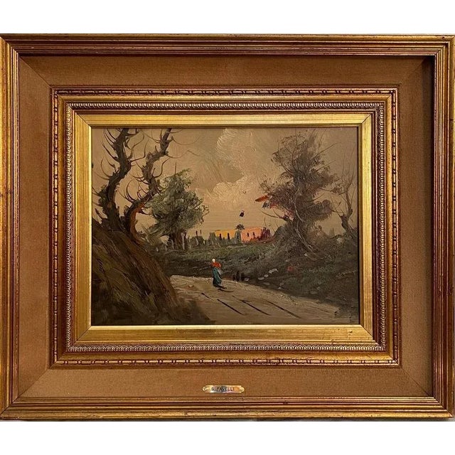 Brown S. Favelli, Rural Landscape, 1900s, Oil on Panel, Framed For Sale - Image 8 of 8