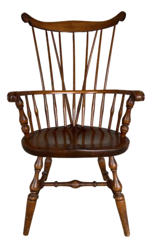 Nichols & Stone Old Pine Finish Maple Brace Back Arm Chair