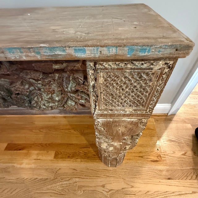 Rustic European Vintage Carved Console For Sale - Image 3 of 11