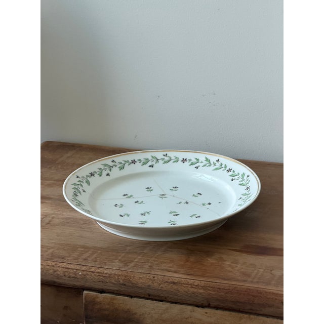 Antique White 19th Century English Hand Painted Porcelain Serving Dish For Sale - Image 8 of 10