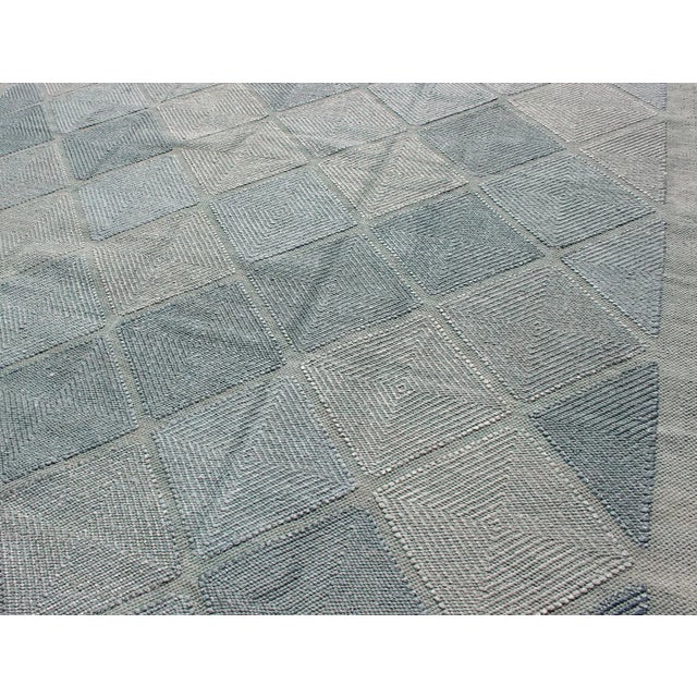 Keivan Woven Arts Hand-Woven Scandinavian Rug, Wool, Blue & Green 9'1 X 12'11 For Sale In Atlanta - Image 6 of 11