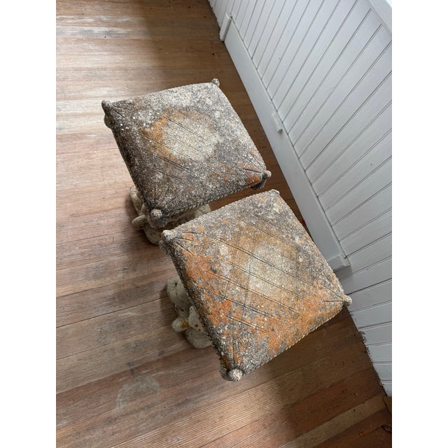 Pair 19th C Concrete French Garden Stools For Sale - Image 4 of 4