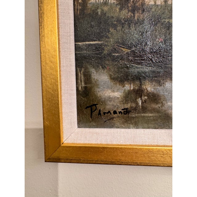 19th Century 19th Century French Oil on Canvas Man in Boat For Sale - Image 5 of 7