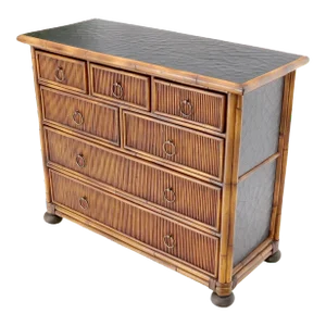 Rattan 7 Drawer Bachelor Chest of Drawers by Baker