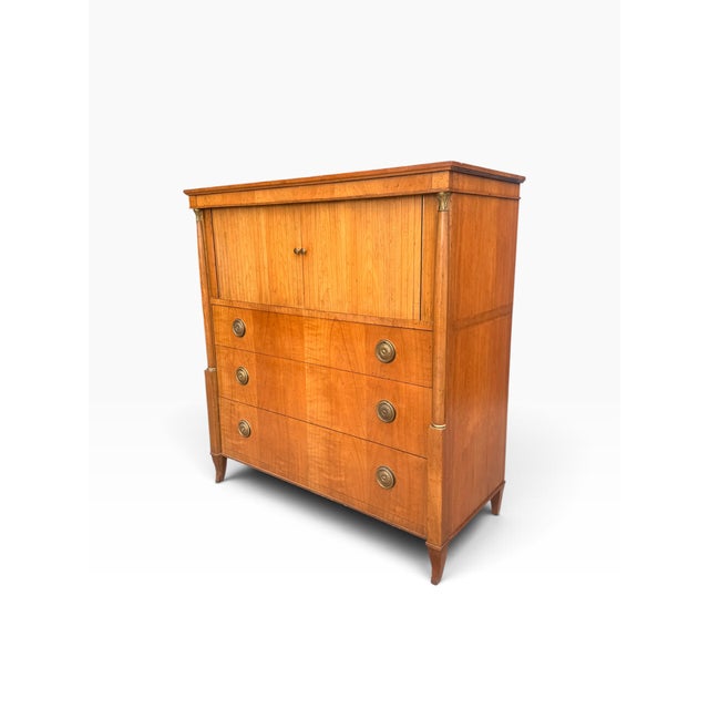 Neoclassical Vintage Baker Furniture Neoclassical Gentleman’s Chest With Tambour Doors For Sale - Image 3 of 17