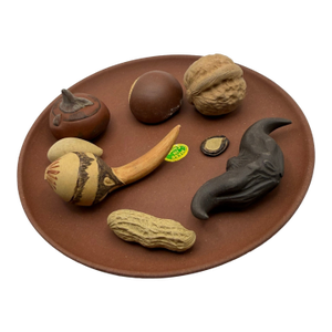 Ying Zisha Plate With Miniature Fruits and Nuts Sculptures
