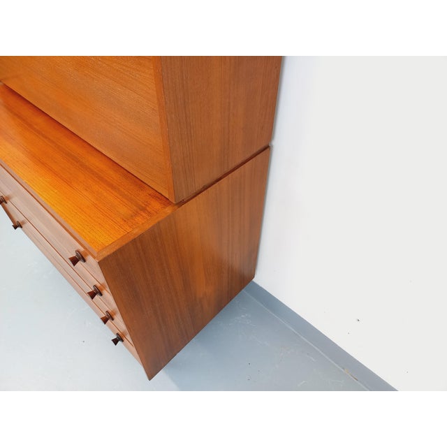 Vintage Teak Bookcase with Chest of Drawers and Secretary, 1960s-1970s For Sale - Image 6 of 18