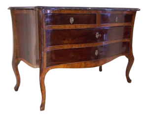 Rosewood Serpentine Marble Top Commode