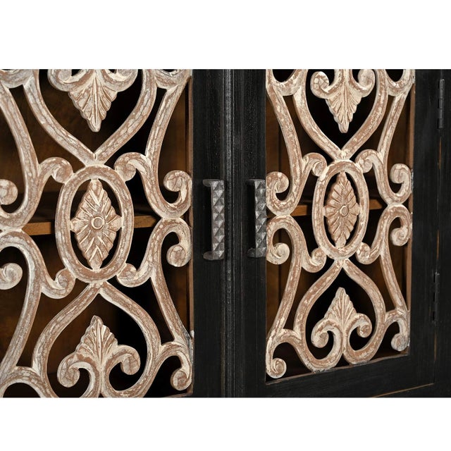 1950s 1950s Handcrafted Mango Wood Sideboard With Reclaimed Iron Grills | 71" Rustic Farmhouse Credenza | Large Walnut Buffet Cabinet With 4 Drawers For Sale - Image 5 of 7