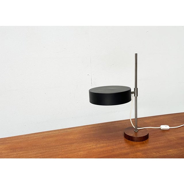 Mid-Century Minimalist Table Lamp with Teak Veneer Base, 1960s For Sale - Image 15 of 18