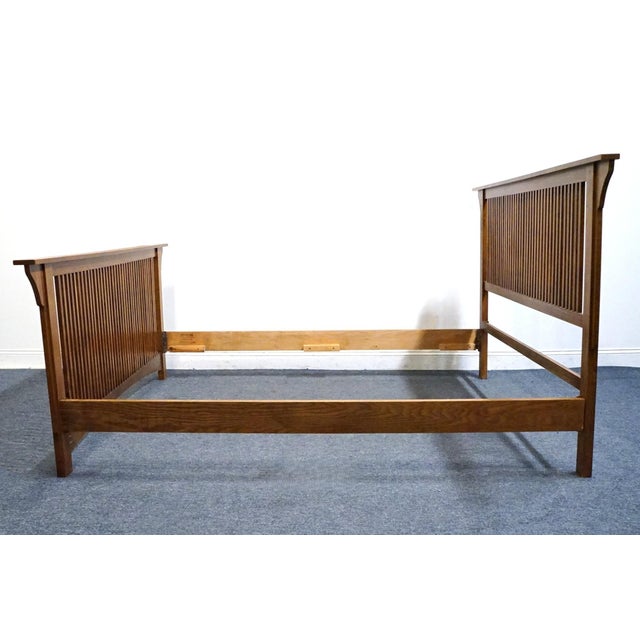 Wood Michael Howard Oak Contemporary Mission Style Queen Size Bed For Sale - Image 7 of 11