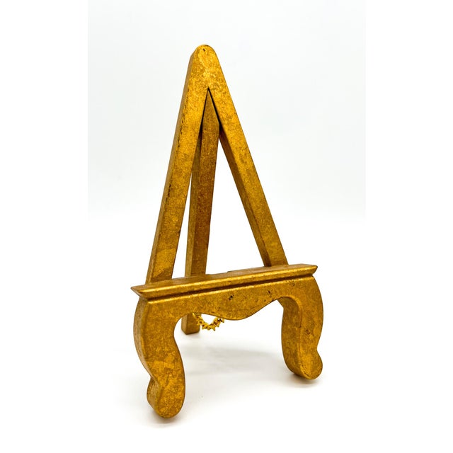 Mid 20th Century Vintage Italian Florentine Gold Gilt Wood Display Easel – Baroque Tabletop Accent For Sale - Image 5 of 10