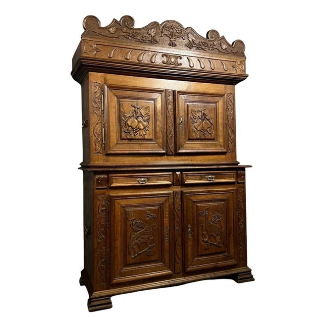 Brown Renaissance Style Montbéliard Four-Door Cabinet in Oak For Sale - Image 8 of 8