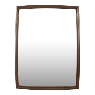 Mid Century Modern Walnut Wall Mirror With Rounded Wood Frame For Sale