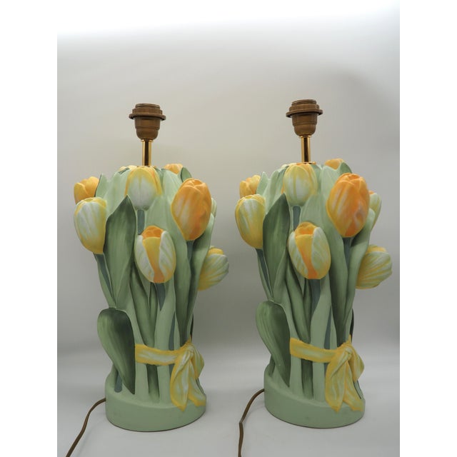 Green Vintage Tulip Table Lamps from Benab, Sweden, 1990s, Set of 2 For Sale - Image 8 of 13