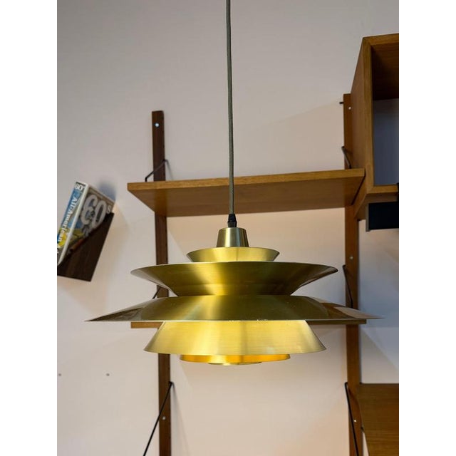 Gold-Yellow Louvered Lamp by Bent Nordsted for Lyskær, 1960s For Sale - Image 6 of 11