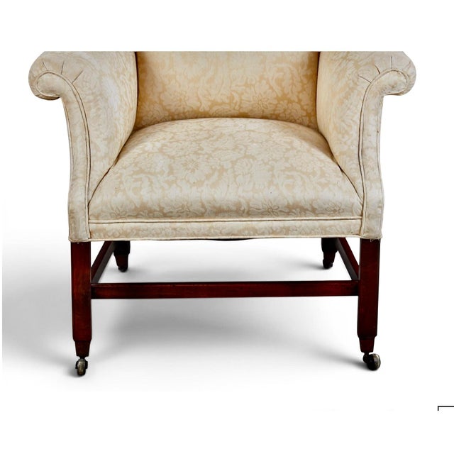 George III Wing Back Chair, Late 18th Century, Yellow Damask, England For Sale In Los Angeles - Image 6 of 7