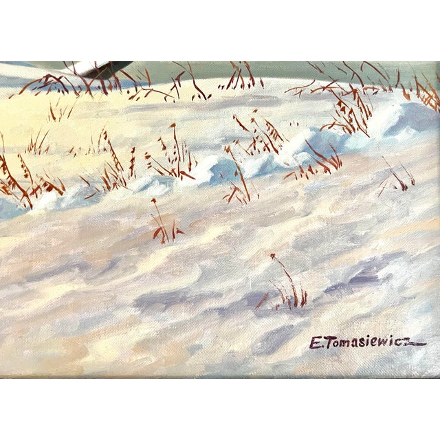 Signed Rare Original Edward Tomasiewicz Winter Scene Painting For Sale - Image 4 of 6
