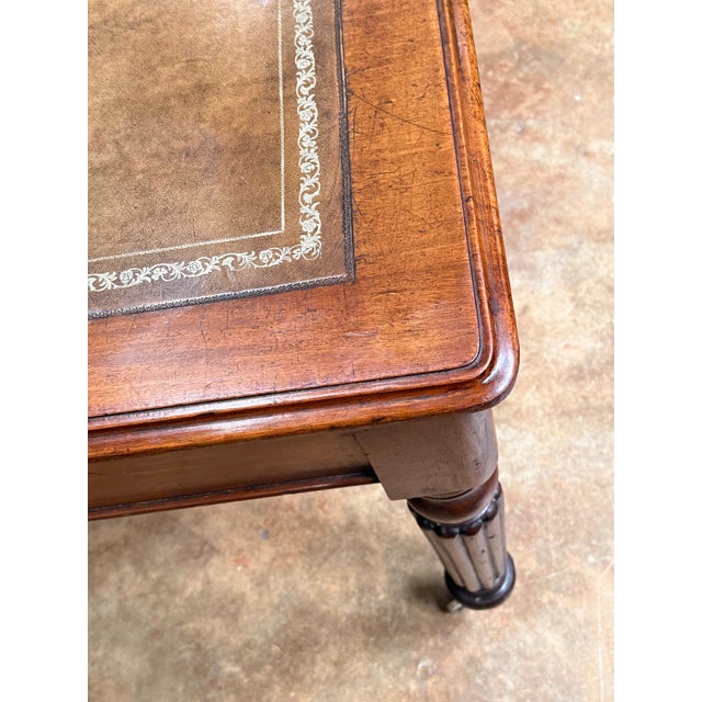 William IV Writing Table or Desk of Mahogany With Inset Leather Top From England For Sale - Image 9 of 11