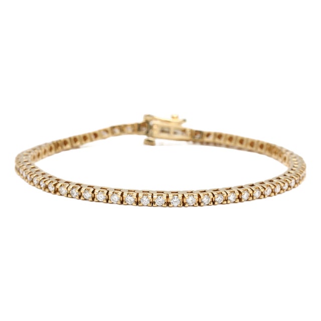 2ctw Diamond Tennis Bracelet, 18k Yellow Gold, 7.13 Inches For Sale