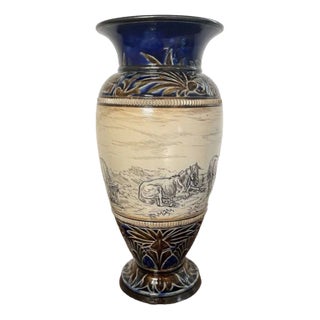 Large Antique Vase by Hannah Barlow for Doulton Lambeth, 1880s For Sale